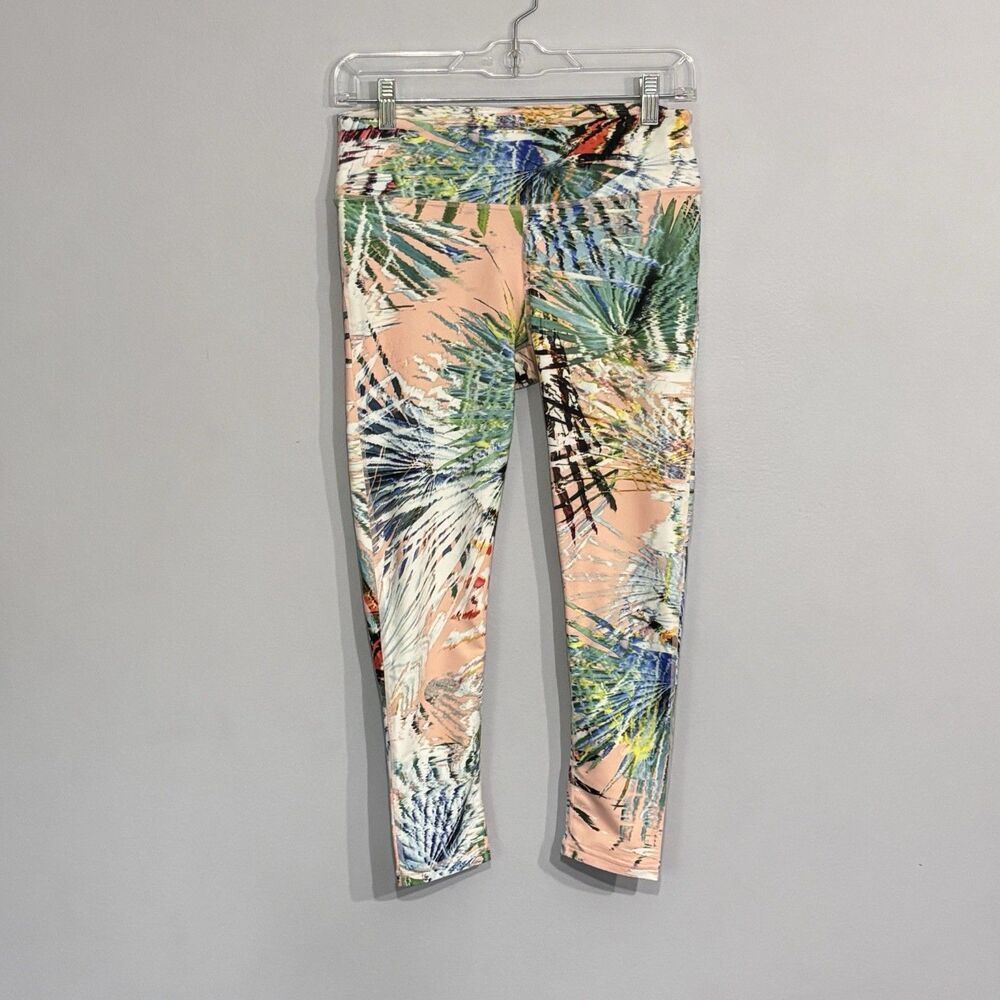 Fabletics PowerHold Discontinued Rare Leggings Peach Tropical Palm Print Yoga S